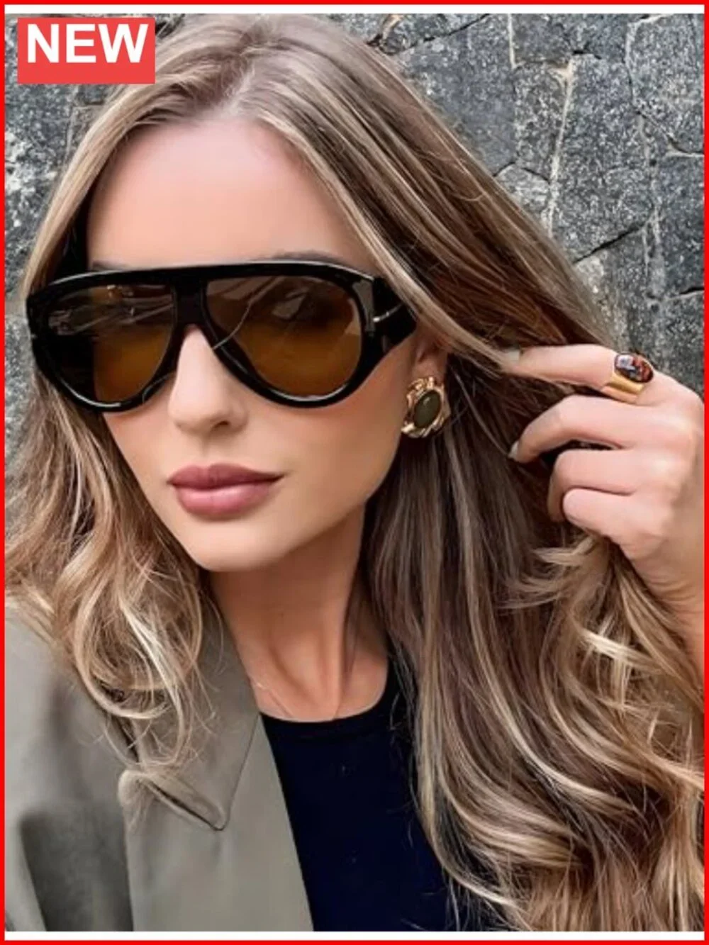Oversized Retro Aviator Sunglasses Vintage Style UV400 Protection